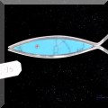 J075. Mexico sterling and turquoise fish pin. - $28 